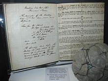 An early draft of the original hand-written 'Laws of the Game' drawn up on behalf of The Football Association by Ebenezer Cobb Morley in 1863 on display at the National Football Museum, Manchester, England Original laws of the game 1863.jpg