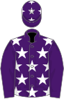 Purple, white stars, purple sleeves, white stars on cap