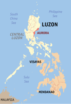 Mapa iti Filipinas a mangipakita ti pakasarakan iti Aurora.