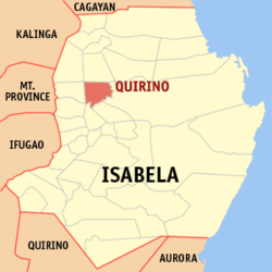 Map of Isabela showing the location of Quirino