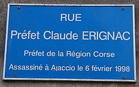Plaque de rue Préfet-Claude-Érignac