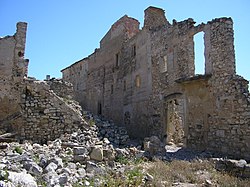 Vista parcial de Corbera d'Ebre, tal com va quedar després de la batalla.