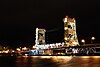 Portage Lake Lift Bridge at night