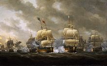 The French naval defeat at Quiberon Bay proved a devastating setback to the planned invasion, and was one of the major reasons behind its ultimate cancellation Quibcardinaux2.jpg