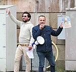 Salwan Momika och Salwan Najem under en gemensam korankampanj på Mynttorget i juli 2023.