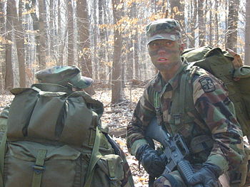 Army ROTC cadets on a field training exercise