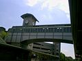 Pedestrian bridge at the Ramsey Route 17 station that is used to cross the railroad tracks