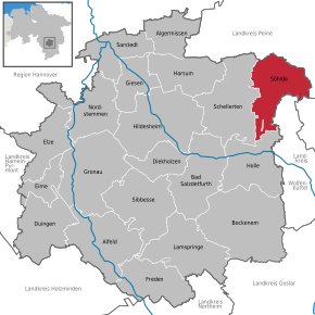 Poziția Söhlde pe harta districtului Hildesheim