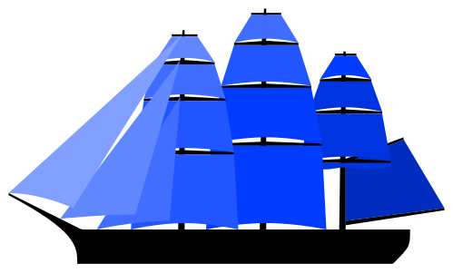 XIXe siècle : la mât d'artimon atteint des dimensions comparables aux autres mâts, la brigantine, une voile aurique, remplace la voile latine.