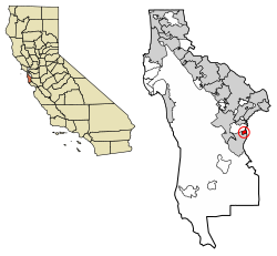 Location of Ladera in San Mateo County, California.