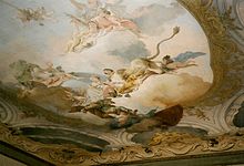 Détail d'une fresque de Giovanni Scajario (1726-1792), plafond du palais Pisani de San Stefano à Venise.