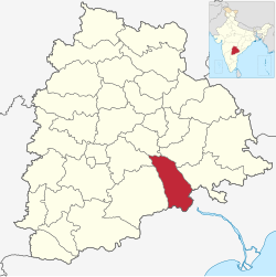 Location of Suryapet district in Telangana