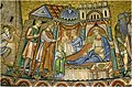 This mosaic in the Venetian Basilica di San Marco shows a midwife presenting the newborn Ephraim to Joseph. Aseneth and Manasseh are also present.[23]