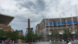The fountains at the Kansas Legends Outlets in the Village West district in Kansas City, Kansas