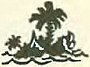 A small cartoon of a desert island with a palm tree