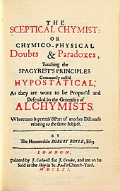 Title page of The Sceptical Chymist by Robert Boyle (1627-91) The Sceptical Chymist.jpg