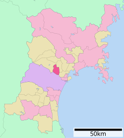 Location of Tomiya in Miyagi Prefecture