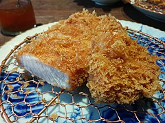Close up of Japanese breaded tonkatsu