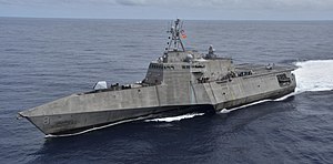 USS Montgomery (LCS 8) prepares to pull alongside USNS Cesar Chavez (T-AKE 14) during a replenishment-at-sea. (49912055123).jpg