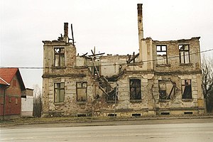 destroyed house in vukovar, croatia
