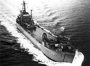 USS Westchester County underway, circa 1960