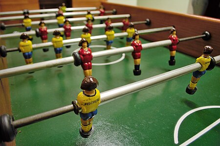 View of the special all-women table football designed by the Swedish embassy for WikiGap.