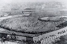 An overflow crowd at the Huntington Avenue Grounds in Boston prior to Game 3 of the 1903 World Series WorldSeries1903-640.jpg