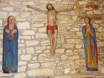 A depiction of the crucifixion in the Saint Claude chapel.
