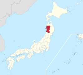 Kaart van Japan met Akita gemarkeerd