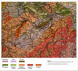 Geologická mapa podle Bedřicha Katzera (1898)