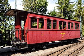 Voiture A7 des CFV préservée au Chemin de fer-musée Blonay-Chamby en Suisse.