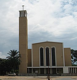 Regina Mundi Cathedral, a Roman Catholic church building in Bujumbura. Bujumbura Cathedral cropped.JPG