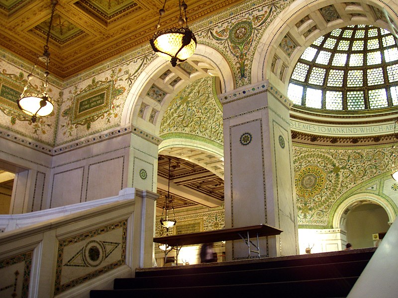 File:Chicago Cultural Center - Grand Staircase and Preston Bradley Hall.JPG