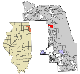 Location in Cook County and the state of Illinois.