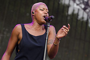 Scaggs singing with Fitz and the Tantrums at Firefly Music Festival 2012