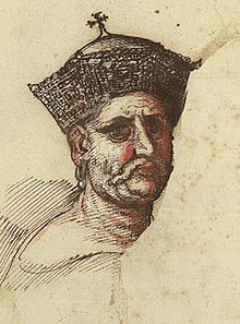 King George III of Imereti depicted wearing earring. Teramo Castelli, 1630s Giorgi III of Imereti by Castelli.jpg