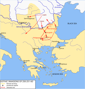 Mapa Knivova vpádu v letech 250 až 251