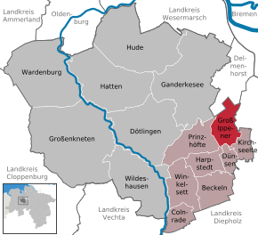 Poziția Groß Ippener pe harta districtului Oldenburg