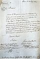 Lettre du 8 mai 1821 de Joseph Marie Stanislas Becquey Beaupre, ingénieur en chef des ponts et chaussées, remerciant Louis Becquey, directeur général des Ponts & Chaussées, pour l'attribution par le roi du grade de chevalier de la Légion d'Honneur.