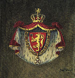 Painting of the Royal coat of arms of 1905 by Eilif Peterssen. Kongevapen 1905.jpg