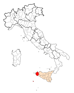 Карта с указанием местоположения провинции Трапани в Италии