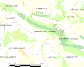 Mapa obce Campandré-Valcongrain