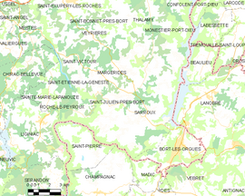 Mapa obce Saint-Julien-près-Bort