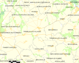 Mapa obce Tremblay-les-Villages