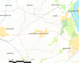 Mapa obce Jonquières-Saint-Vincent