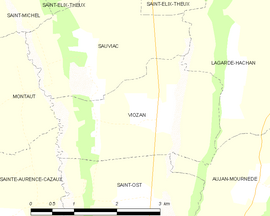 Mapa obce Viozan