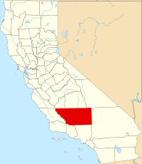 Map of California highlighting Kern County