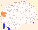 Karte von Nordmazedonien, Position von Opština Mavrovo i Rostuša hervorgehoben