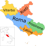 Carte de la région du Latium, en Italie, avec les provinces-it.svg