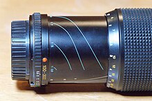 Minolta 100-300mm zoom lens with markings for reproduction ratio Minolta 100-300mm lens with ratios.jpg